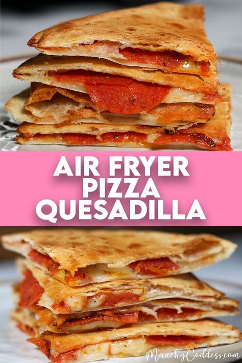 Air Fryer Pizza Quesadilla slices stacked on top of each other on a cream plate. Air Fryer Pizza Quesadilla, Air Fry Quesadilla, Air Fryer Food Ideas Easy, Easy Lunch Ideas Air Fryer, Quesadilla Air Fryer, Air Fryer Quesadilla, Pizza Quesadilla, Air Fryer Pizza, Pizza Pepperoni