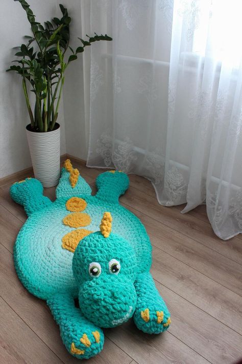 Green Dinosaur Nursery, Hypoallergenic Carpet, Crochet Baby Rug, Baby Dinosaur Nursery, Dinosaur Rug, Dino Crochet, Dino Room, Dino Nursery, Nursery Dinosaur