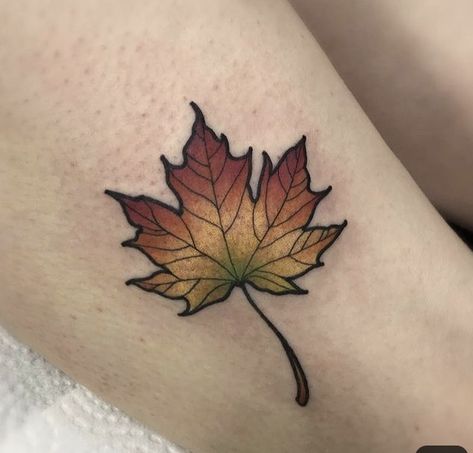 Maple Tattoo Leaf, Tattoo Maple Leaf, Oak Leaf Tattoos, Maple Leaf Tattoos, Tiny Tats, Leaf Tattoo, Sunset Tattoos, Tattoo Parlors, Oak Leaf