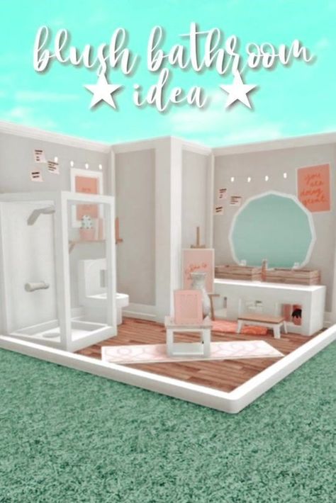 Bloxburg blush bathroom idea(not mine credits to the owner) Bathroom Designs 2023, Blush Bathroom, Preppy House, Cute Bathroom Ideas, House Decorating Ideas, Blocksburg Room Ideas￼, Two Story House Design, House Decorating Ideas Apartments, Simple Bedroom Design