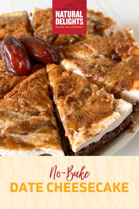 No-Bake Date Cheesecake Date Cheesecake, Easy Date Dessert Recipes, Dates Cheesecake, No Bake Date Bars Recipe, No Bake Date And Nut Bars, No Bake Nanaimo Bar Cheesecake Jars, Springform Pan, Ramadan Recipes, Cheesecake Bars