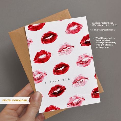 All Kisses For You Card, Kiss Card Lipstick, Valentine’s Card, Kiss On Paper Lipstick, Kisses For You, I Love You Cards, I Love You Card, Kiss Note, Kisses On Paper