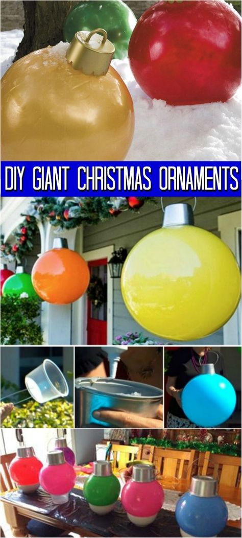 How to Make Your Own Giant Christmas Ornaments {Easy video tutorial} Diy Giant Christmas Ornaments, Giant Christmas Ornaments, Diy Christmas Lights, Christmas Decorations Diy Outdoor, Navidad Diy, Outdoor Christmas Lights, Noel Christmas, Holiday Diy, Outdoor Oasis