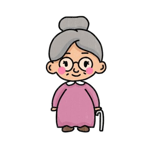 Old Lady Drawing Easy, Old Lady Cartoon, Grandparents Day Cards, Lady Cartoon, Cartoon Grandma, Cartoon Tutorial, Comic Tutorial, Elderly People, Sticker Designs