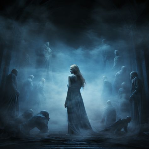 2) solitary soul apparition dark times surrounded by demons made of mist tortured souls blue hue in background #aiartcommunity #MidJourney #nft #AI #art #painting #nftartist #AIartgallery #DigitalArt #artwork #AIart #generativeart #GenerativeAI #artwork #artist #artistsofinstagram Dark Times, Tortured Soul, Soul Singers, Deal With The Devil, Generative Art, Mist, Art Painting, Digital Art, Blue