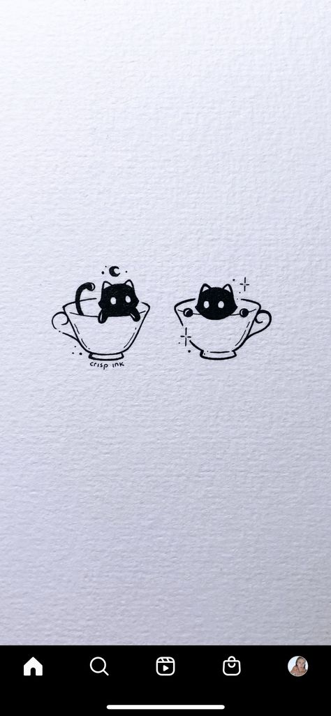 Bff Simple Tattoos, Coffee Friendship Tattoo, Cat And Coffee Tattoo, Matching Book Tattoos For Best Friends, Cat Matching Tattoos, Matching Cat Tattoos, Mini Matching Tattoos, Cute Matching Tattoos, Small Matching Tattoos