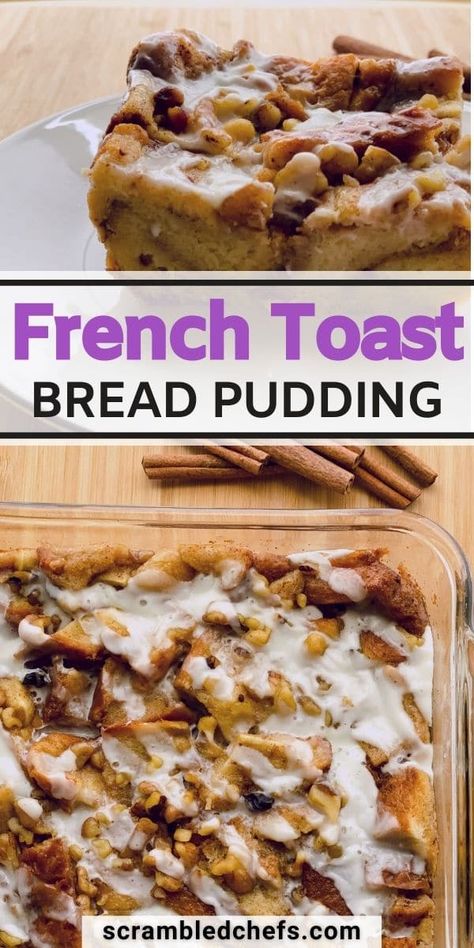 Cinnamon Toast Bread Pudding, French Toast Bread Pudding Casserole, French Bread Dessert, French Toast Pudding, Bread Pudding Breakfast Casserole, Bread Pudding Pancakes, Bread Pudding French Toast Casserole, Vanilla Pudding French Toast, French Bread Bread Pudding