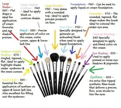 Eye makeup tips for beginners dealing with #makeup brushes. Let's break it down for you. Diagram about make up brushes. Brush Guide, Makeup Brushes Guide, How To Apply Concealer, Types Of Makeup, Make Up Brush, Makeup Geek, Makati, All Things Beauty, Belleza Natural