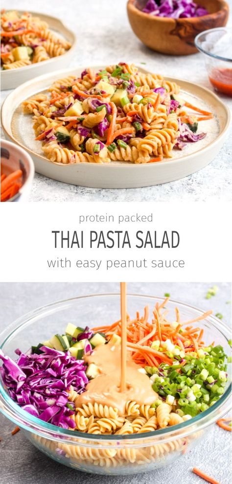 Thai Pasta Salad, Thai Pasta, Pancakes Low Carb, Easy Peanut Sauce, Thai Noodle Salad, 20 Minute Dinners, Resep Pasta, Protein Salad, Thai Peanut Sauce