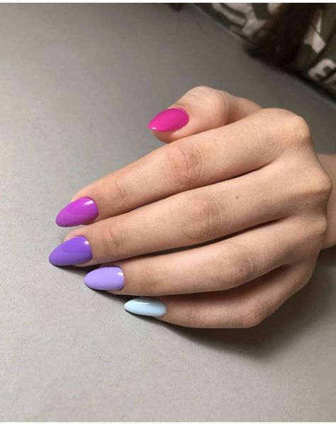 Solid Color Nails Acrylic, Acrylic Nails Cute, Multicolor Nails, Nails Solid Color, Nails Solid, Solid Color Nails, Nails Natural, Nails Cute, Colorful Nails