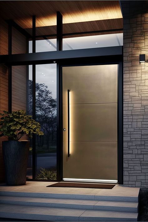 Front Door Entrance Lights, Stunning Front Doors, Penthouse Door Entrance, Oversized Front Door Modern, Doors Interior Modern Front Entrances, Door Handles Exterior Front Entrances, Front Entrance Lighting, Luxury Doors Entrance, Luxury House Entrance Door