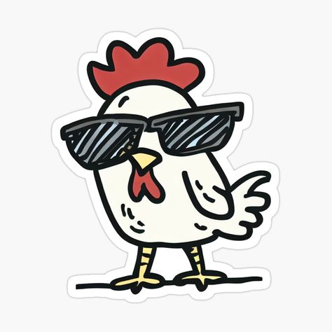 Get my art printed on awesome products. Support me at Redbubble #RBandME: https://www.redbubble.com/i/sticker/cool-chicken-by-Sempatik/152820026.EJUG5?asc=u Kfc Sticker, Chicken Sticker, Chicken Illustration, Kfc Chicken, Jazz Fest, Chicken Fried, Chicken Tenders, Cute Doodles, The Cool