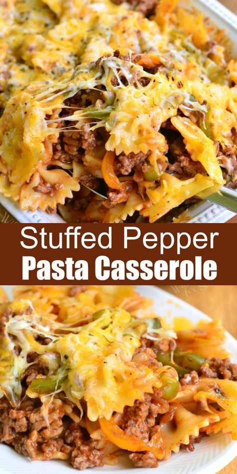 Classic Stuffed Bell Peppers, Peppers Pasta, Paprika Pasta, Stuffed Pepper Casserole, Pepper Pasta, Stuffed Pepper, Beef Casserole Recipes, Pasta Casserole, Pasta Dinner Recipes