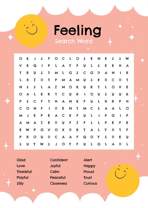 Cute Word Search, Feelings Word Search, Magazine Activities, English Puzzles, Fun Sheets, Valentines Word Search, Word Puzzles For Kids, Kids Word Search, Printable Mazes