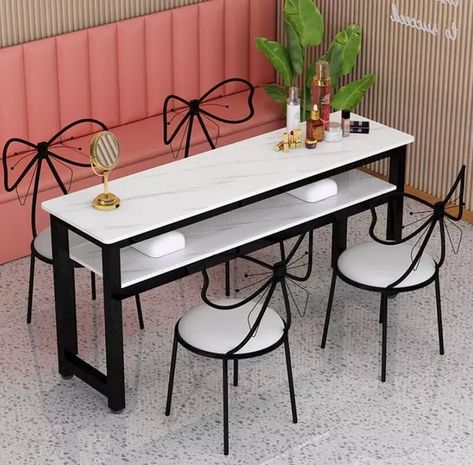 Nail Table Ideas, Modern Manicure, Nail Tables, Nail Salon Furniture, Chic Manicure, Nail Salon Decor, Harmony House, Manicure Table, Table And Chair Set