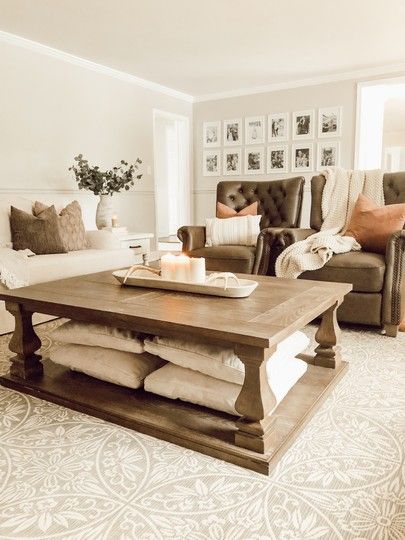 Keeping it simple on the coffee table with some candles and antlers!! It was hot today but I’m all about the cozy vibes and chunky knit blankets inside. ☺️ In stories I shared about my latest podcast episode. In the episode I chat all about how we are transitioning our decor style in our home!!! Can’t wait to share more about the process as it happens. We’ve got some exciting changes coming up in our home so stay tuned!! http://liketk.it/2W69S #liketkit @liketoknow.it Square Coffee Table Decor, Coffee Table Arrangment, Decorate A Coffee Table, Square Wooden Coffee Table, Coffee Table Arrangements, Oversized Coffee Table, Big Coffee Table, Coffee Table Decor Living Room, Large Square Coffee Table