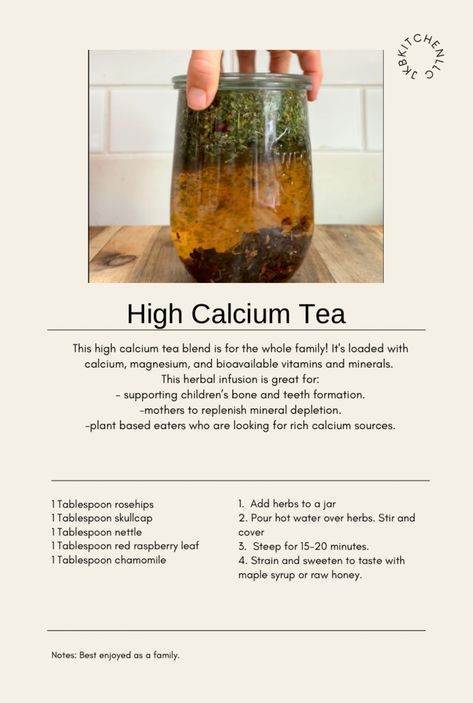 Herbalist Recipes, Tea Blends Recipes, Herbal Remedies Recipes, Medical Herbs, Healing Tea, High Calcium, Herbal Teas Recipes, Herbal Recipes, Herbal Tinctures