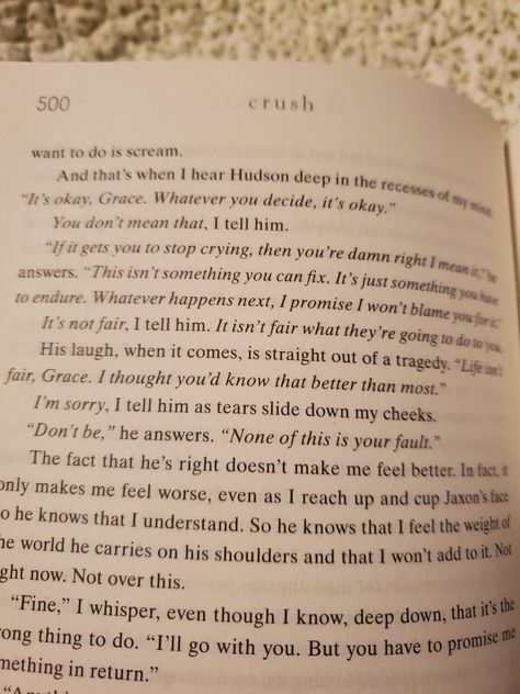 The prefect moment between two characters that you have to sit back, close the book and breath to the stop the tears. 😍😭 Crave By Tracy Wolff Fan Art, Crush Book Tracy Wolff, Tracy Wolff Crave Series, Crave Tracy Wolff Book Cover, The Strength In Our Scars Book, Stop Crying, Mind You, I Promise, Its Okay