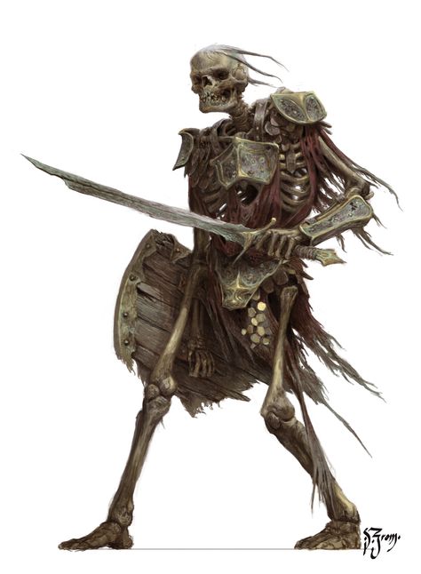 Undead Warrior, Skeleton Warrior, Dungeons And Dragons Characters, Dungeons And Dragons Homebrew, Fantasy Monster, Mythical Creatures Art, Creature Concept Art, Warhammer Fantasy, Arte Fantasy