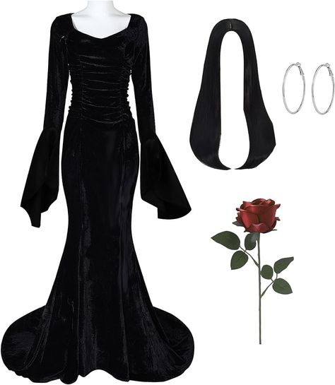 Women Morticia Addams Costume Vintage Black Bell Sleeve Cosplay Dress Addams Family Cosplay Black Long Dress Costume : Amazon.ca: Clothing, Shoes & Accessories Bell Sleeve Black Dress, Morticia Addams Costume, Family Cosplay, Black Long Dress, Sleeve Black Dress, Morticia Addams, Black Dress With Sleeves, Dress Costume, Addams Family