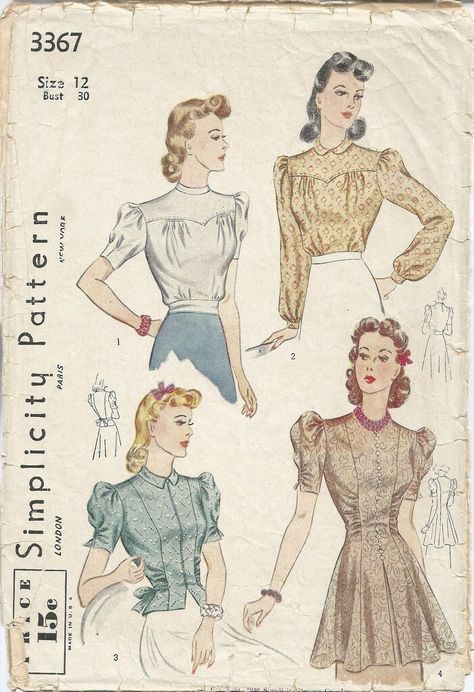 Forties Fashion, Vintage Clothes Patterns, Construction Images, Patron Vintage, Fashion 1940s, Lindy Hop, Vintage Dress Patterns, Dress Making Patterns, Motif Vintage