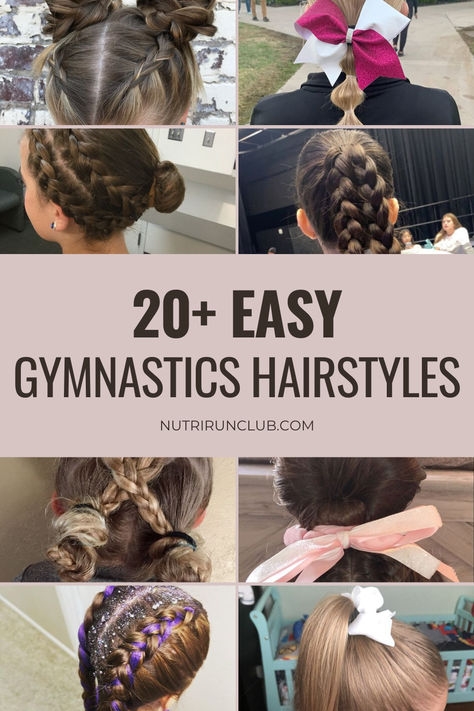 Look your best while performing your gymnastics routine with these CUTE gymnastics hairstyles. Put your hair in a bun and have some fun! We also share the best gymnastics competition hairstyles to look your best while aiming for that medal! Read more: Gymnastics Hairstyles Bun, Gymnastics Hairstyles Easy, Cute Gymnastics Hairstyles, Gymnastics Hairstyles for long hair, and much more! Dance Hair Ideas Competition, Gymnastics Competition Hairstyles, Easy Gymnastics Hairstyles, Dance Practice Hair, Hairstyles For Gymnastics, Hairstyles Gymnastics, Recital Hairstyles, Competition Hairstyles, Pool Day Hairstyles