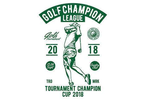 Golf Champion League T shirt Design Champions League Poster, Pub Golf, Golf Logo Design, Vintage Logo Ideas, Champion League, Golf Poster, Cake Logo Design, Logo Design Set, Golf Logo