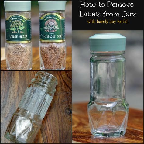 How to Remove Labels from Jars. Once clean you can repurpose or upcycle into a number of crafts or DIY projects! Remove Labels From Jars, Homemade Toilet Cleaner, Cleaning Painted Walls, Glass Cooktop, Remove Labels, Deep Cleaning Tips, Spice Bottles, Spice Containers, Old Spice