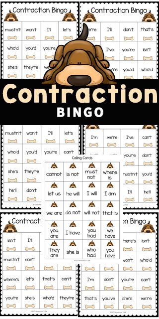 Contraction Games, Contractions Activities, Games For Grade 1, Literacy Classroom, History Lessons For Kids, Bingo Games For Kids, Speech Games, Fun Learning Games, Kindergarten Writing Prompts