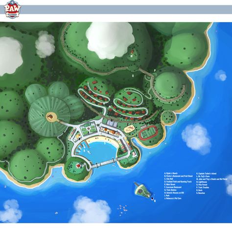 PAW Patrol Adventure Bay Concept Map 2012 by princessEninka on DeviantArt Adventure Bay Paw Patrol, Play Area Backyard, Concept Map, Backyard Play, Fan Fiction, Paw Patrol, Detailed Image, The Story, Deviantart