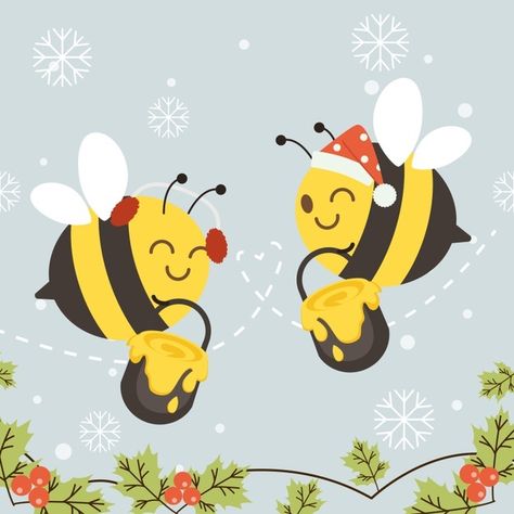 Xmas Card Greetings, Bee Classroom, Bee Printables, Bee Pictures, Bee Boxes, Vector Christmas, Special Pictures, Christmas Costume, Bee Crafts