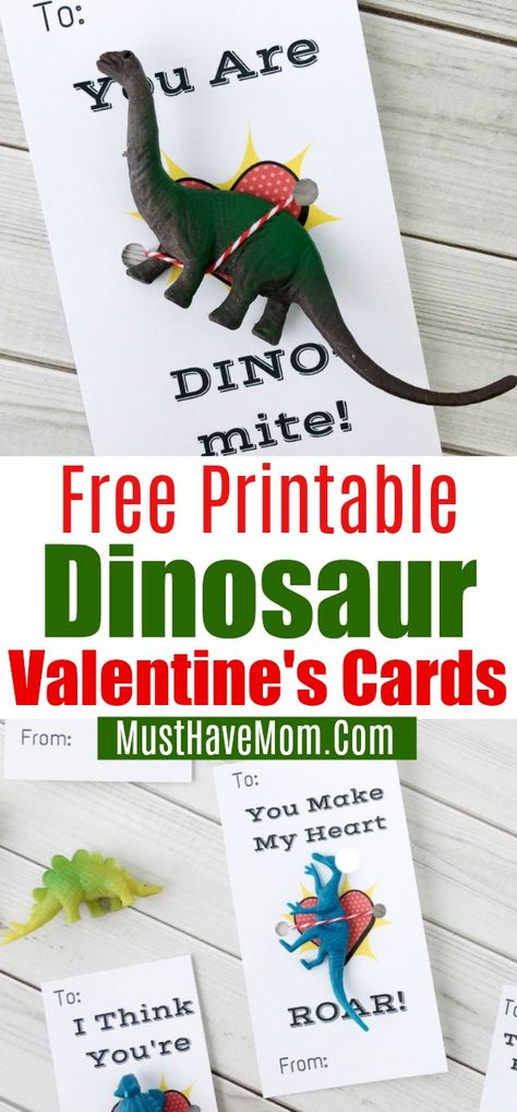 Free printable dinosaur Valentine's Day cards! Great for classroom valentine cards! Go print them FREE! via @musthavemom Valentines Board, Dinosaur Valentine Cards, Dino Valentines, Valentine Goodies, Girls Valentines Boxes, Valentine Boxes For School, Free Printable Valentines Cards, Pinterest Valentines, Classroom Valentine Cards