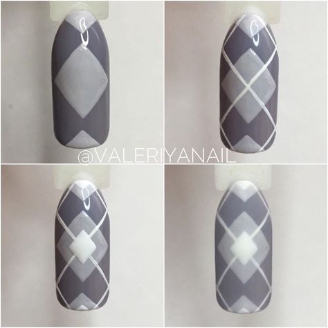 Nail Art Plaid Design, Nails Design Step By Step, Check Nail Art Tutorial, Basket Weave Nail Art, Plaid Nail Tutorial, How To Plaid Nails Tutorials, Nail Art Step By Step, Argyle Nails, Nail Art Courses