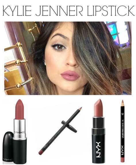 Kylie Jenner Lipstick - two combinations for her matte mauve pout! NYX Round Lipstick in Thalia and NYX 831 Mauve lip pencil Mac Faux Lipstick, Mac Faux, Hd Make Up, Mauve Lips, Kylie Jenner Lipstick, Make Up Inspiration, Essense Of Australia, Elsa Peretti, Makeup Obsession