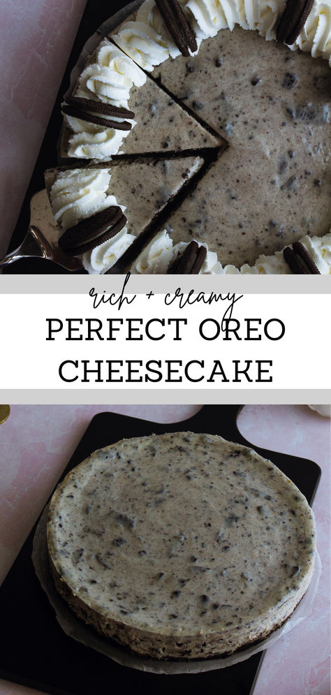 This easy oreo cheesecake recipe ticks all the boxes for lovers of this classic cookie. It starts with an oreo cookie crust that gets baked, both to solidify the crust and to fill your home with the aroma of oreos and butter toasting–a very special smell to those who are familiar with it. Next is the heart of this recipe, the oreo cheesecake batter made by folding in as many chopped oreos as you wish. Homemade Oreo Cheesecake Recipes, Homemade Oreo Cheesecake, Easy Oreo Cheesecake Recipes, Baked Oreo Cheesecake, Easy Oreo Cheesecake, Oreo Cheesecake Recipe, Oreo Cheesecake Recipes, Cheesecake Mix, Oreo Cookie Crust