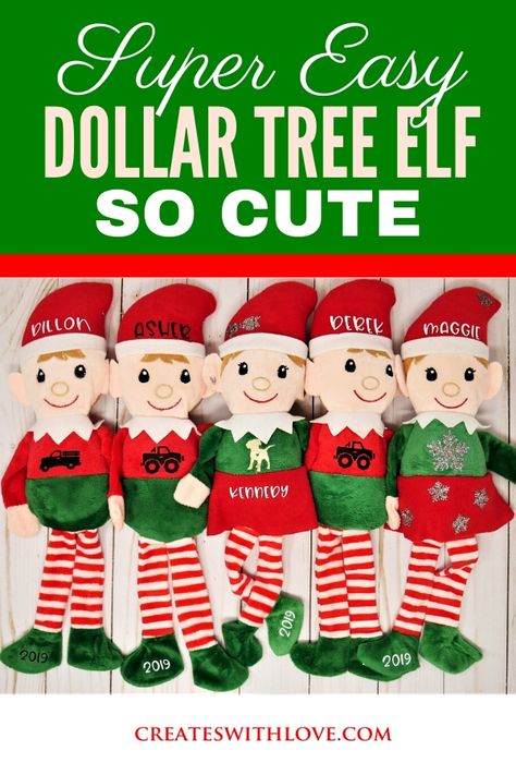 Dollar Tree Elves Personalized, Dollar Tree Elf Cricut, Elf Diy Decorations, Elf Dollar Tree Ideas, Christmas Cricut Projects To Sell Dollar Tree, Dollar Tree Elf Ideas, Elf Cricut Ideas, Elf Diy Crafts, Diy Elf Ornaments