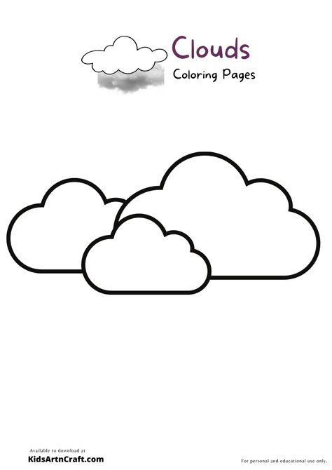 Clouds Coloring Pages For Kids – Free Printables Check more at https://www.kidsartncraft.com/clouds-coloring-pages/ Cloud Coloring Page, Rainbow Coloring Pages Free Printable, Race Car Coloring Pages, Mickey Mouse Coloring Pages, Mouse Color, Coloring Pages Free Printable, Printables Free Kids, Cars Coloring Pages, Preschool Art Activities