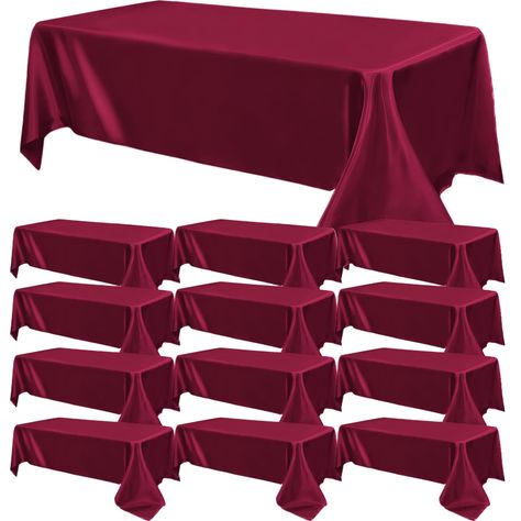 PRICES MAY VARY. [Great Value Set] You will get 12 pieces burgundy wedding party tablecloth, enough quantity which will meet your wedding banquets and daily using needs. Save money by choosing a larger sized package. You can use the smooth satin tablecloth alone to decorate your table or use them with other table decoration to present different styles for your party. The satin tablecloth will make your banquet attractive and impressive. These rectangle tablecloths are ideal for both Indoor and o Burgundy Party Decorations Ideas, Burgundy Birthday Party Ideas, Burgundy And Gold Wedding Reception, Satin Tablecloth Wedding, Green Table Settings, Birthday Celebration Decorations, Burgundy Wedding Theme, Satin Tablecloth, Queen Wedding