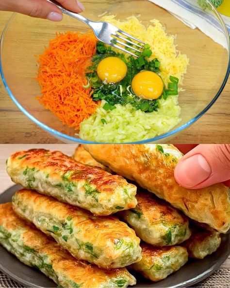 Cheesy Baked Vegetable Rolls - Greenku Recipes Healthy Fritter Recipes, Vegetable Fritters Healthy, Veg Fritters Recipe, Vegetable Fritters Recipe, Veggie Meals For Kids, Cabbage Recipe Vegetarian, Carrots Fritters, Vegetables Air Fryer Recipes, Fritters Recipe Vegetables