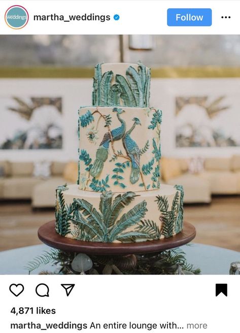 Tropical Murals, Bohemian Wedding Cake, Peacock Cake, Royal Cakes, Cake With Coconut, Pendant Light Set, Martha Weddings, Safari Cakes, Wedding Sweets