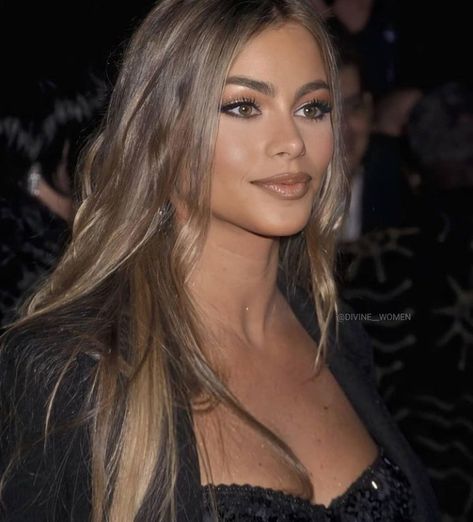 Sofia Vergara Blonde, Latina Aesthetic Hair, Sofia Vergara Hair, 2000s Makeup Looks, Divine Women, 90s Makeup Look, Rich Brunette, Honey Blonde Hair, Glam Makeup Look