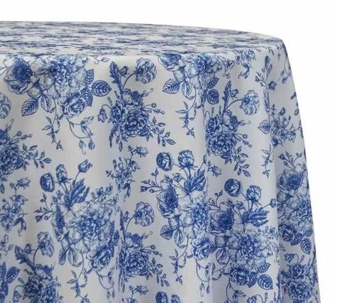 French Toile Print Tablecloths & Overlays | Urquid Linen Dining Room Tablecloth, Living Room Throws, Toile Print, Blue White Decor, Summer Dining, French Toile, Blue Toile, Pipe And Drape, Toile Fabric