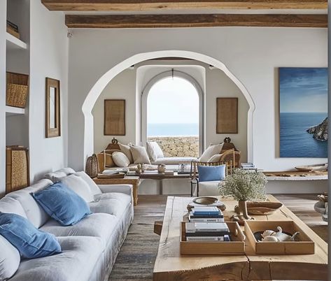 Mediterranean Design Living Room, Mediteranian Living Room, Colorful Mediterranean Interior, Meditterean House Interior, Mediterrean Homes Interiors, Mediterranean Lounge, Mediterranean Mood Board, Meditterean House, Floral Sofas