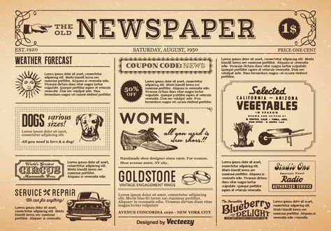 Download Old Newspaper Vector Vector Art. Choose from over a million free vectors, clipart graphics, vector art images, design templates, and illustrations created by artists worldwide! Christmas Newspaper, Newspaper Layout, Infographic Resume, Junk Journal Printables, Newspaper Template, Vintage Newspaper, Newspaper Design, Newspaper Printing, Architecture Art Design