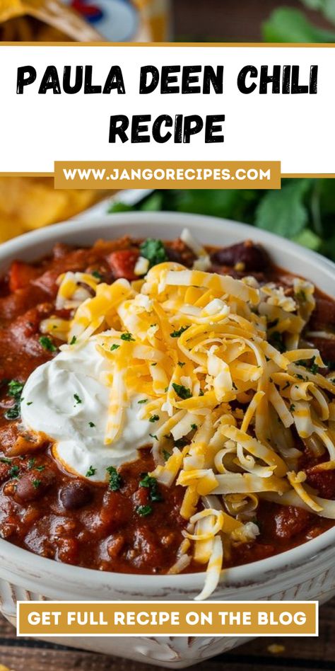 Paula Deen Chili Recipe Ground Beef, Trisha Yearwood Chili Recipe, Jamie Deen Chili Recipe, Paula Deans Recipes, Paula Dean Chilli Recipe, American Chilli Recipe, Worlds Best Chilli, Chili Recipes Best, 5 Star Chili Recipes