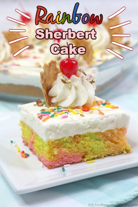 Sherbert Cake, Sherbet Cake, Rainbow Sherbert, Recipe For Summer, Fantastic Recipes, Diy Birthday Cake, Birthday Cake Flavors, Lime Cake, Vanilla Buttercream Frosting