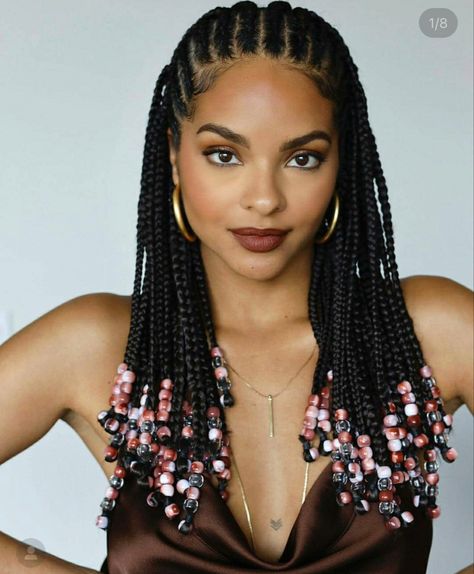 Long Braid Styles, Cornrows With Beads, Short Hair Twist Styles, Bantu Knot Hairstyles, Braid Inspiration, Birthday Hairstyles, African Hair Braiding Styles, Blonde Braids, Braids With Beads