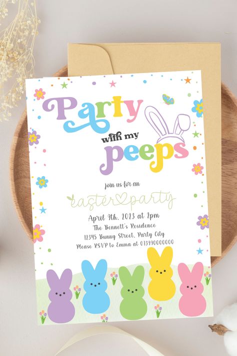 Parties are specialLooking to bring your family and friends together to celebrate and need some invitationsLook no furtherThese adorabledigitalEditable Party with my Peeps Party Invitations are the ones for youEnjoy and send this Easter Egg Hunt InvitationEaster Bunny Birthday Instant Download Template today Easter Invitations Free Templates, Easter Egg Hunt Birthday Party, Easter Egg Hunt Invitations, Peeps Party, Easter Themed Birthday Party, Easter Birthday Invitations, Easter Party Invitations, Easter Egg Party, Easter Party Invite