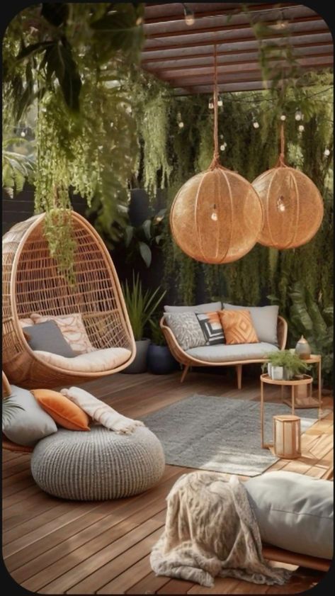 Casa Country, Casa Vintage, Vintage Garden Decor, Terrace Design, Outdoor Living Room, Boho Living Room, Balcony Decor, Backyard Decor, Outdoor Lounge