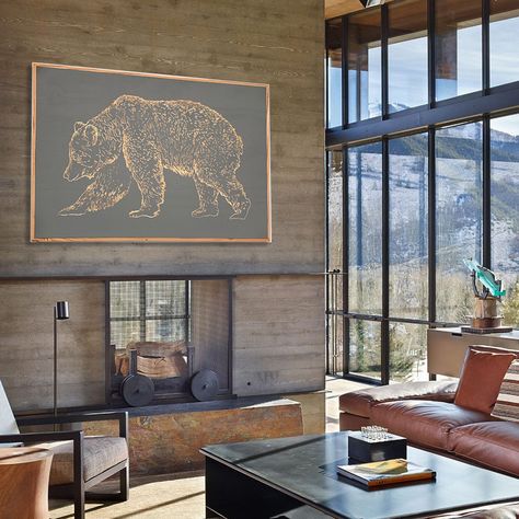 Purchase Carved Bear Framed Wall Art Lodge Wall Art, Mountain House Decor, Mountain Home Interiors, Cabin Renovation, Modern Lodge, Lodge House, Fox Artwork, Fox Wall Art, Bear Wall Art